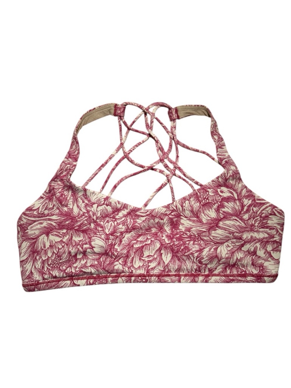 SOLD Lululemon Free To Be Wild Sports Bra Size 10 Strappy Back Floral Pink